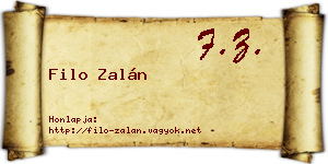 Filo Zalán névjegykártya